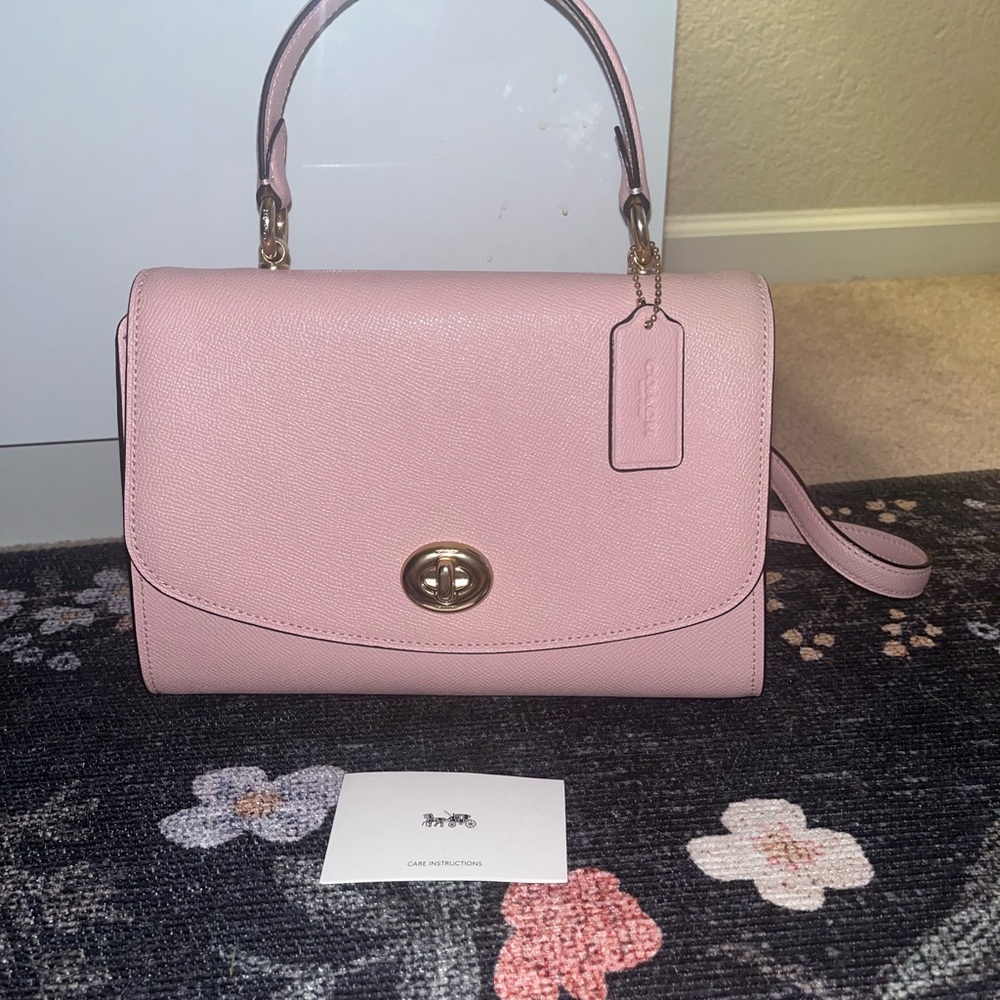 Coach Pink Satchel with Gold Turnlock and Top Handle